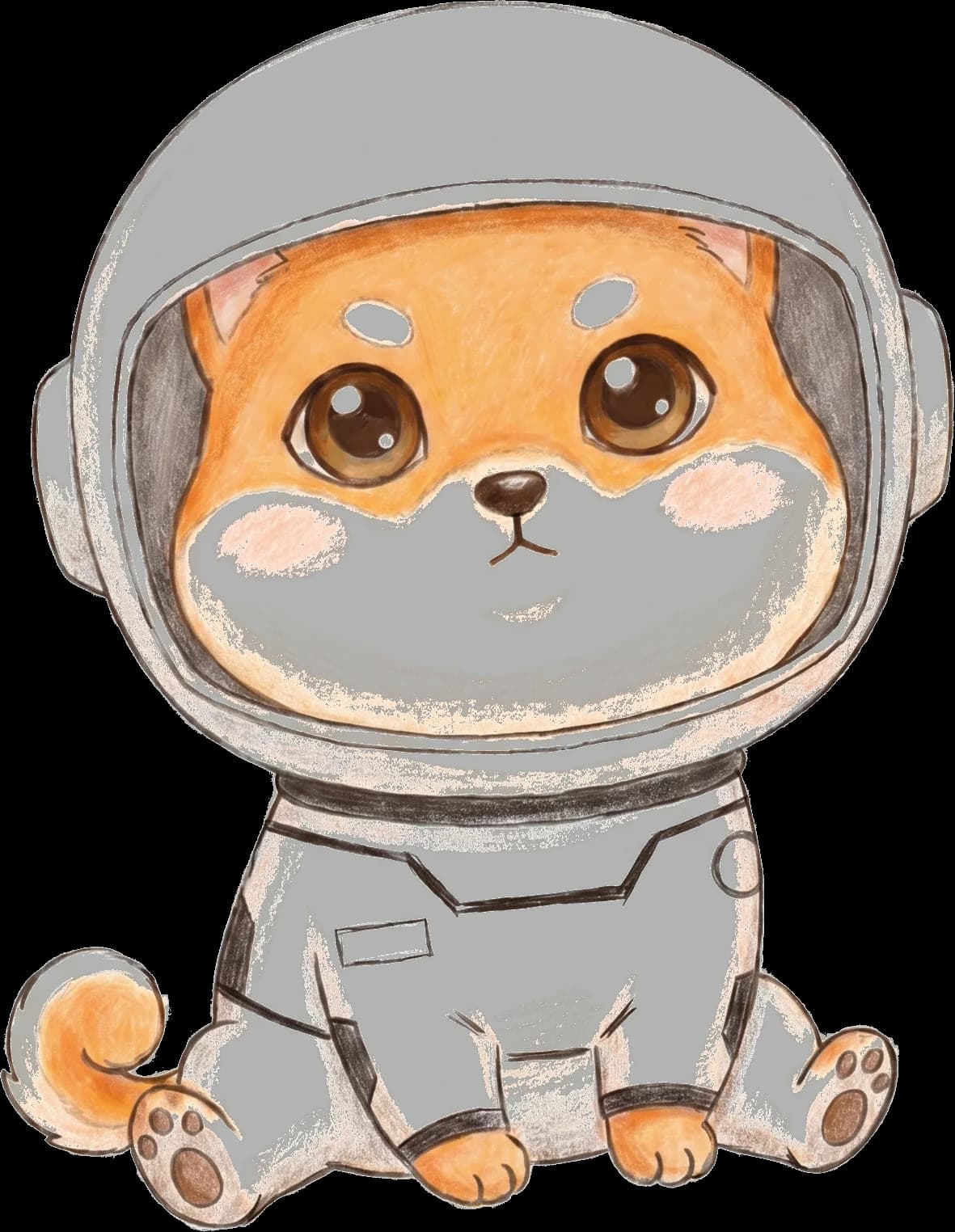 Baby Asteroid mascot — PAM's shiba astronaut character
