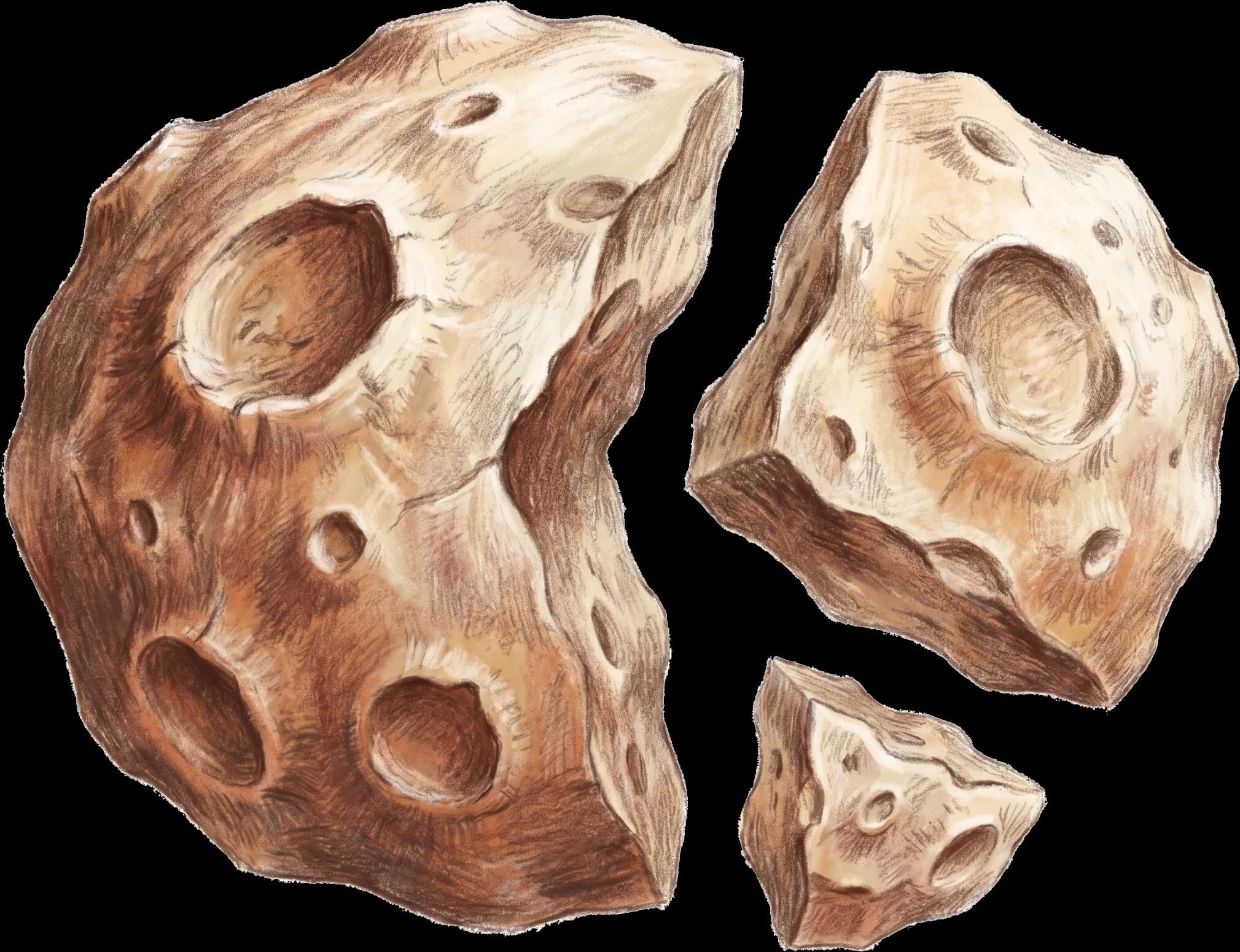 Asteroid split illustration representing the 60/30/10 tokenomics allocation
